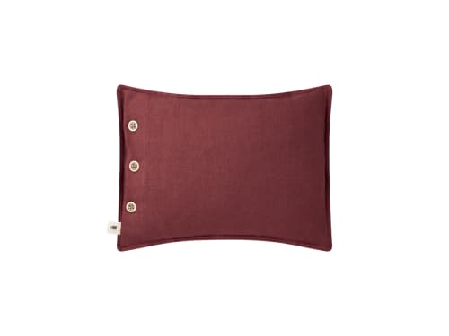 Easy Buttons Linen Cushion  30 x 40 cm in Dark Pink
