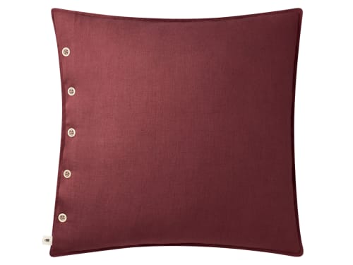 Easy Buttons Linen Cushion  60 x 60 cm in Dark Pink