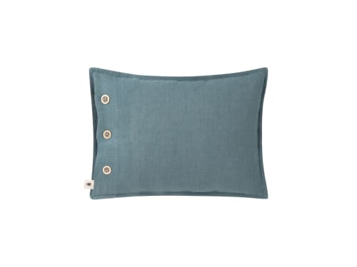 Easy Buttons Linen Cushion  30 x 40 cm in Dark Teal