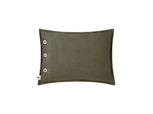 Easy Buttons Linen Cushion  30 x 40 cm in Green