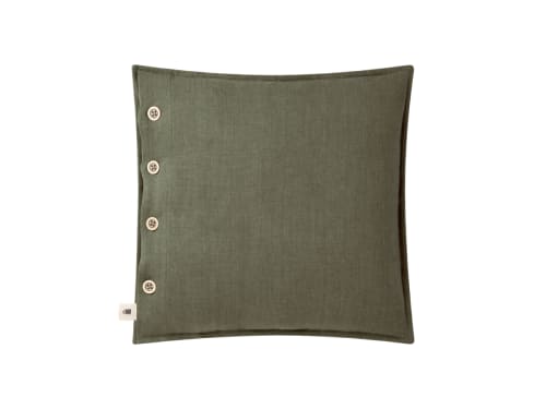 Easy Buttons Linen Cushion  43 x 43 cm in Green
