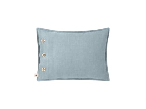 Easy Buttons Linen Cushion  30 x 40 cm in Pale Blue