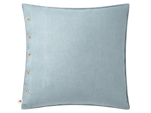 Easy Buttons Linen Cushion  60 x 60 cm in Pale Blue