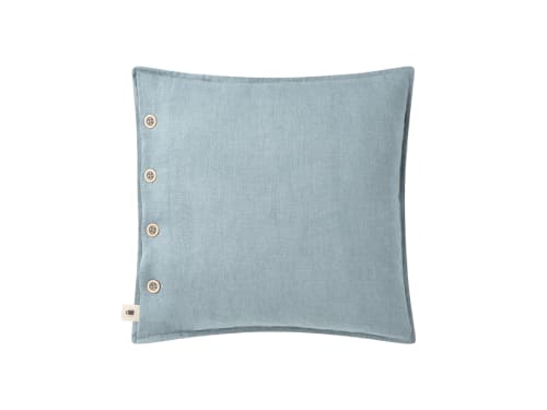 Easy Buttons Linen Cushion  43 x 43 cm in Pale Blue