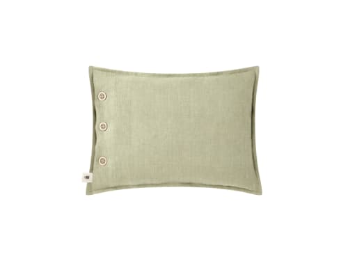 Easy Buttons Linen Cushion  30 x 40 cm in Light Green