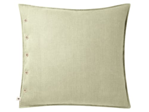Easy Buttons Linen Cushion  60 x 60 cm in Light Green