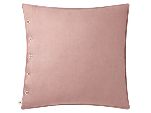 Easy Buttons Linen Cushion  60 x 60 cm in Light Pink