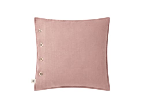 Easy Buttons Linen Cushion  43 x 43 cm in Light Pink
