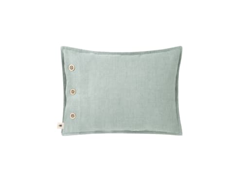 Easy Buttons Linen Cushion  30 x 40 cm in Light Teal