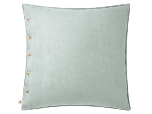 Easy Buttons Linen Cushion  60 x 60 cm in Light Teal