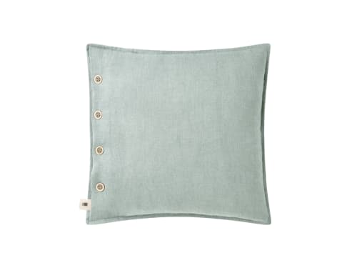 Easy Buttons Linen Cushion  43 x 43 cm in Light Teal