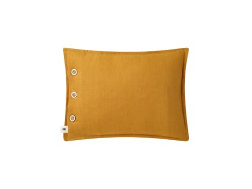 Easy Buttons Linen Cushion - 30cm x 40cm - Butterscotch