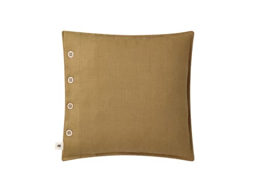 Easy Buttons Linen Cushion  43 x 43 cm in Olive