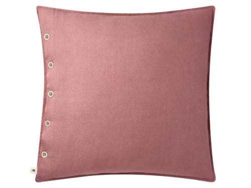 Easy Buttons Linen Cushion  60 x 60 cm in Pink