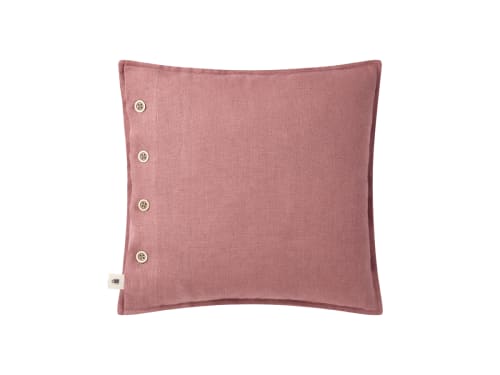 Easy Buttons Linen Cushion - 43 x 43 cm - Raspberry Fool