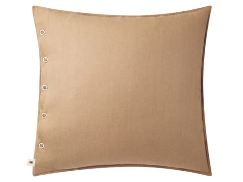 Easy Buttons Linen Cushion  60 x 60 cm in Taupe