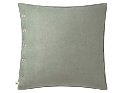 Easy Buttons Linen Cushion  60 x 60 cm in Teal