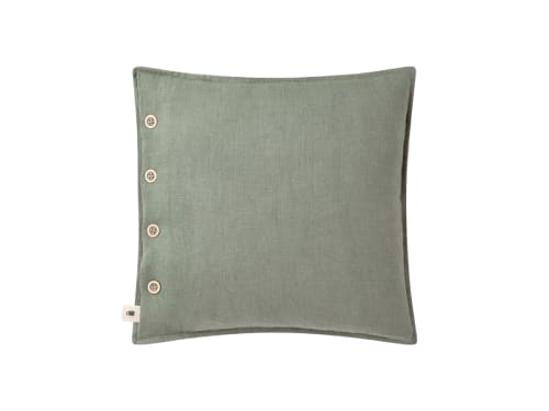 Easy Buttons Linen Cushion  43 x 43 cm in Teal