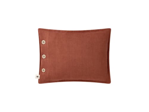 Easy Buttons Linen Cushion  30 x 40 cm in Terracotta