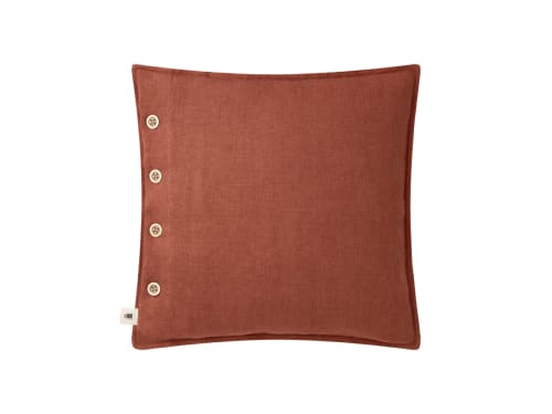 Easy Buttons Linen Cushion  43 x 43 cm in Terracotta