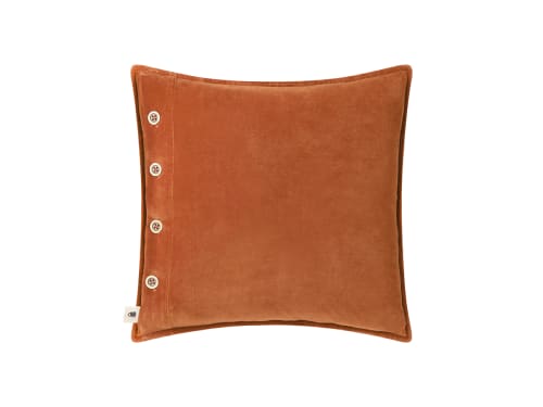 Easy Buttons Velvet Cushion 43 x 43 cm in Light Terracotta
