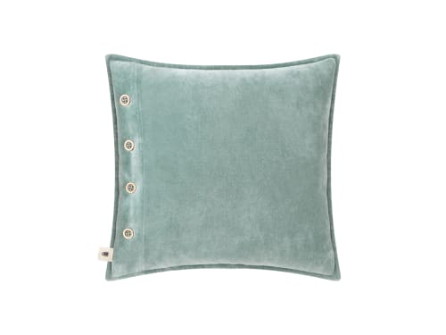 Easy Buttons Velvet Cushion 43 x 43 cm in Light Teal