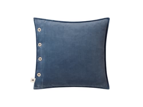 Easy Buttons Velvet Cushion 43 x 43 cm in Blue