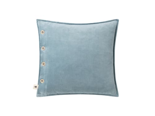 Easy Buttons Velvet Cushion 43 x 43 cm in Pale Blue