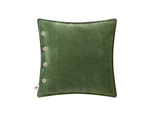 Easy Buttons Velvet Cushion 43 x 43 cm in Moss Green