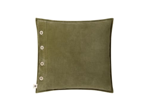 Easy Buttons Velvet Cushion 43 x 43 cm in Olive