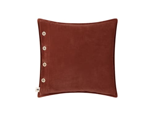 Easy Buttons Velvet Cushion 43 x 43 cm in Dark Terracotta