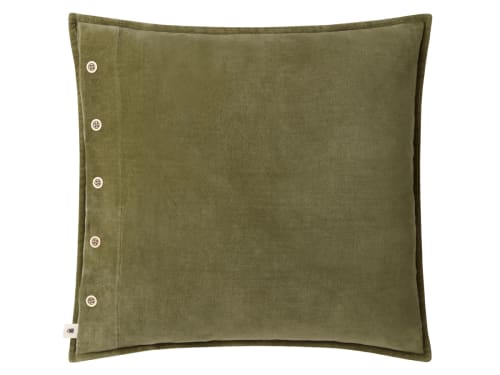 Easy Buttons Velvet Cushion 60 x 60 cm in Olive