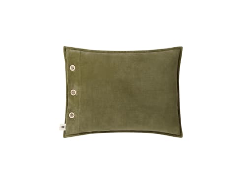 Easy Buttons Velvet Cushion 30 x 40 cm in Olive