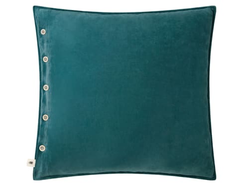Easy Buttons Velvet Cushion 60 x 60 cm in Bright Teal