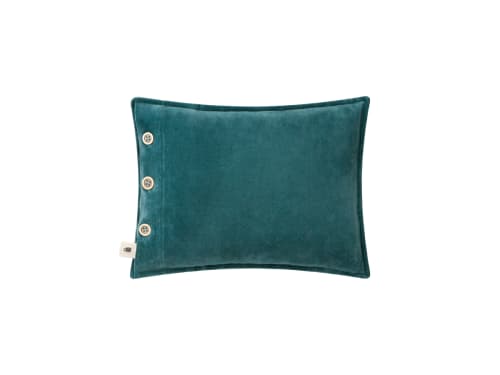 Easy Buttons Velvet Cushion 30 x 40 cm in Bright Teal