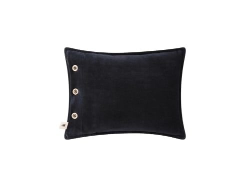 Easy Buttons Velvet Cushion 30 x 40 cm in Dark Blue