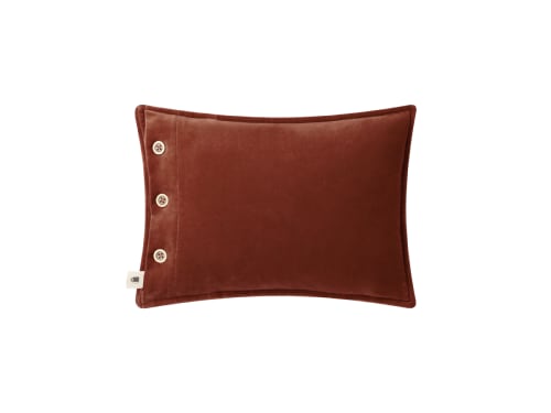Easy Buttons Velvet Cushion 30 x 40 cm in Dark Terracotta