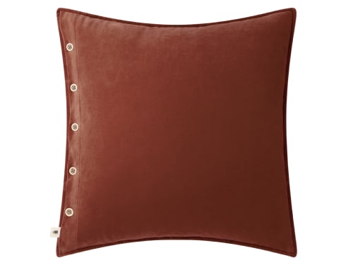 Easy Buttons Velvet Cushion 60 x 60 cm in Dark Terracotta