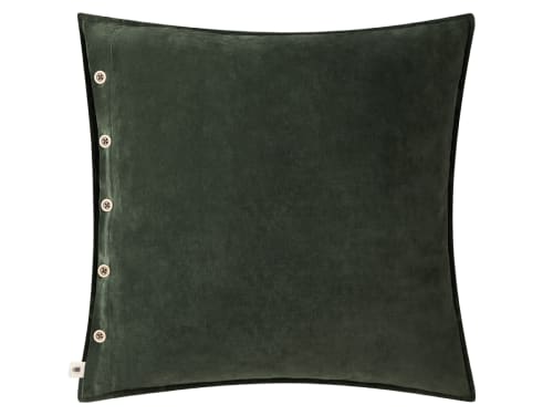 60cm x 60cm Easy Buttons Velvet Cushion in Fir Green