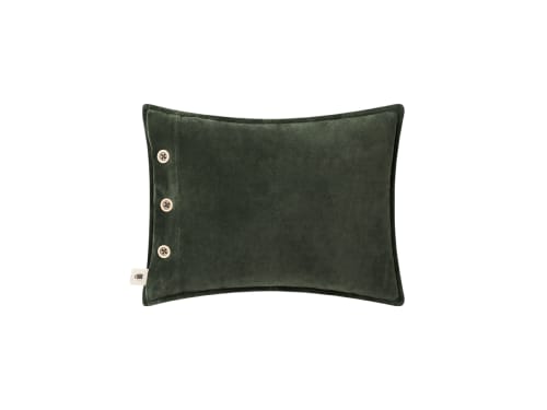 Easy Buttons Velvet Cushion 30 x 40 cm in Fir Green