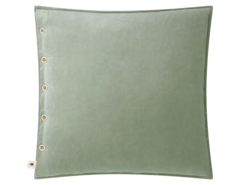 Easy Buttons Velvet Cushion 60 x 60 cm in Light Green