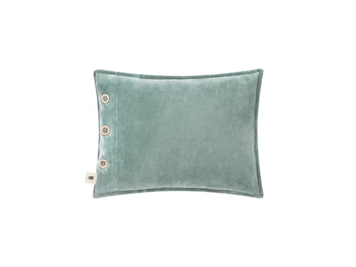 Easy Buttons Velvet Cushion 30 x 40 cm in Light Teal