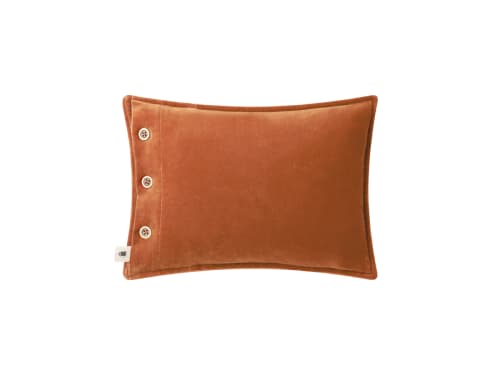 Easy Buttons Velvet Cushion 30 x 40 cm in Light Terracotta