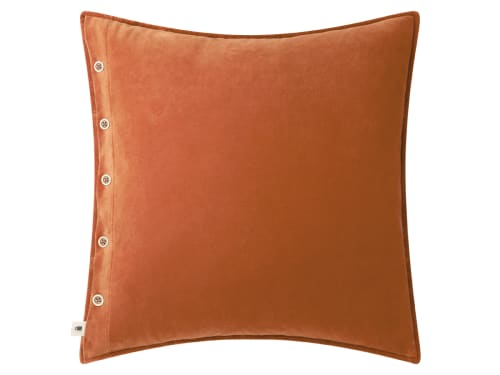 Easy Buttons Velvet Cushion 60 x 60 cm in Light Terracotta
