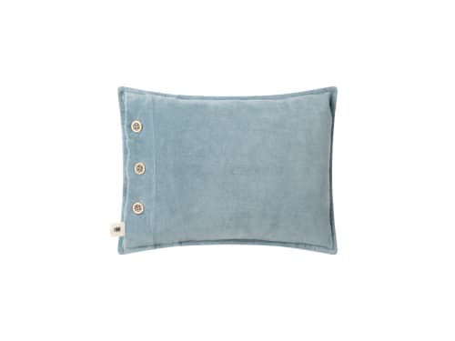 Easy Buttons Velvet Cushion 30 x 40 cm in Pale Blue