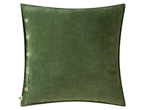 Easy Buttons Velvet Cushion 60 x 60 cm in Moss Green