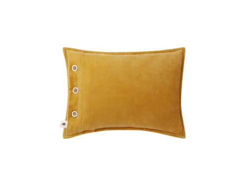 Easy Buttons Velvet Cushion 30 x 40 cm in Ochre