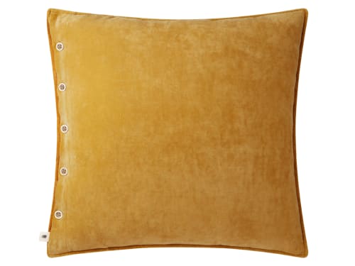 Easy Buttons Velvet Cushion 60 x 60 cm in Ochre