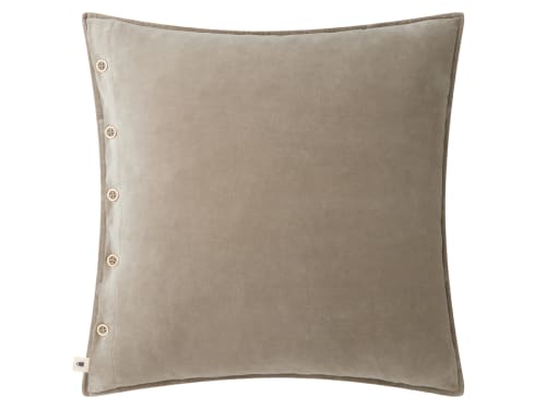 Easy Buttons Velvet Cushion 60 x 60 cm in Taupe