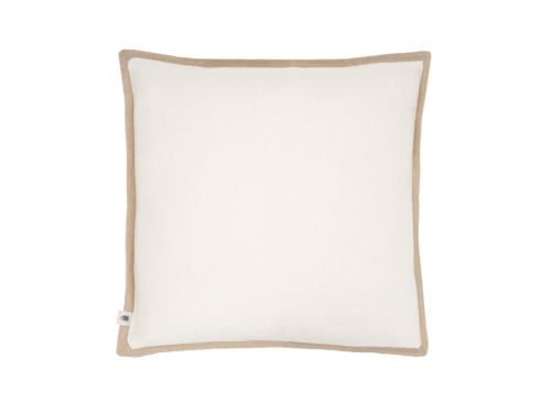 Bordy Edge Natural Linen Cushion 43x43 in Natural with Chalk